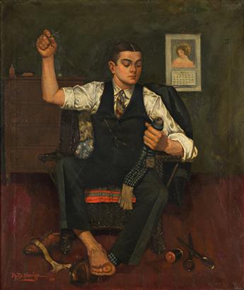 A. D. NEVILLE (1895-1970). The Sock Mender. [AMERICAN ART]